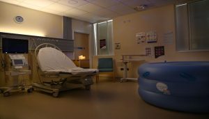 Labour ward including an inflatable birthing pool