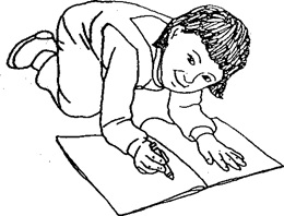Hands and knees position for hand activities.