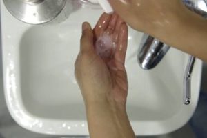 Person adding soap to their hands