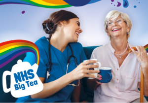 Nurse and patient celebrate the NHS Big Tea event