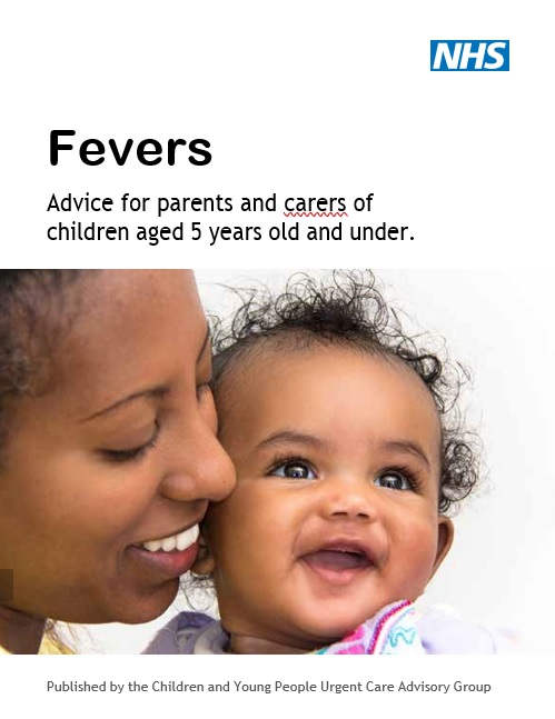 Front cover of the 'fevers' booklet showing a mother and baby
