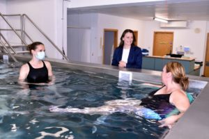 Sarah Green with patient Jane and physio