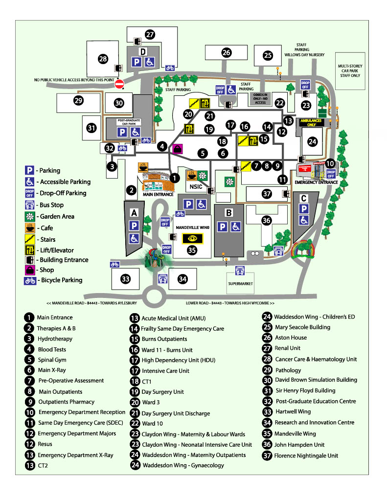 Stoke Mandeville Hospital map of site_December 2023
