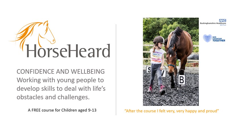 HorseHeard logo and image together with NHS Charities together and BHT logos