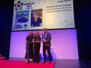 BHT Award for Enable: Sue Smith, Accounts Payable Manager and Dave Pullinger, Assistant Supplies Manager